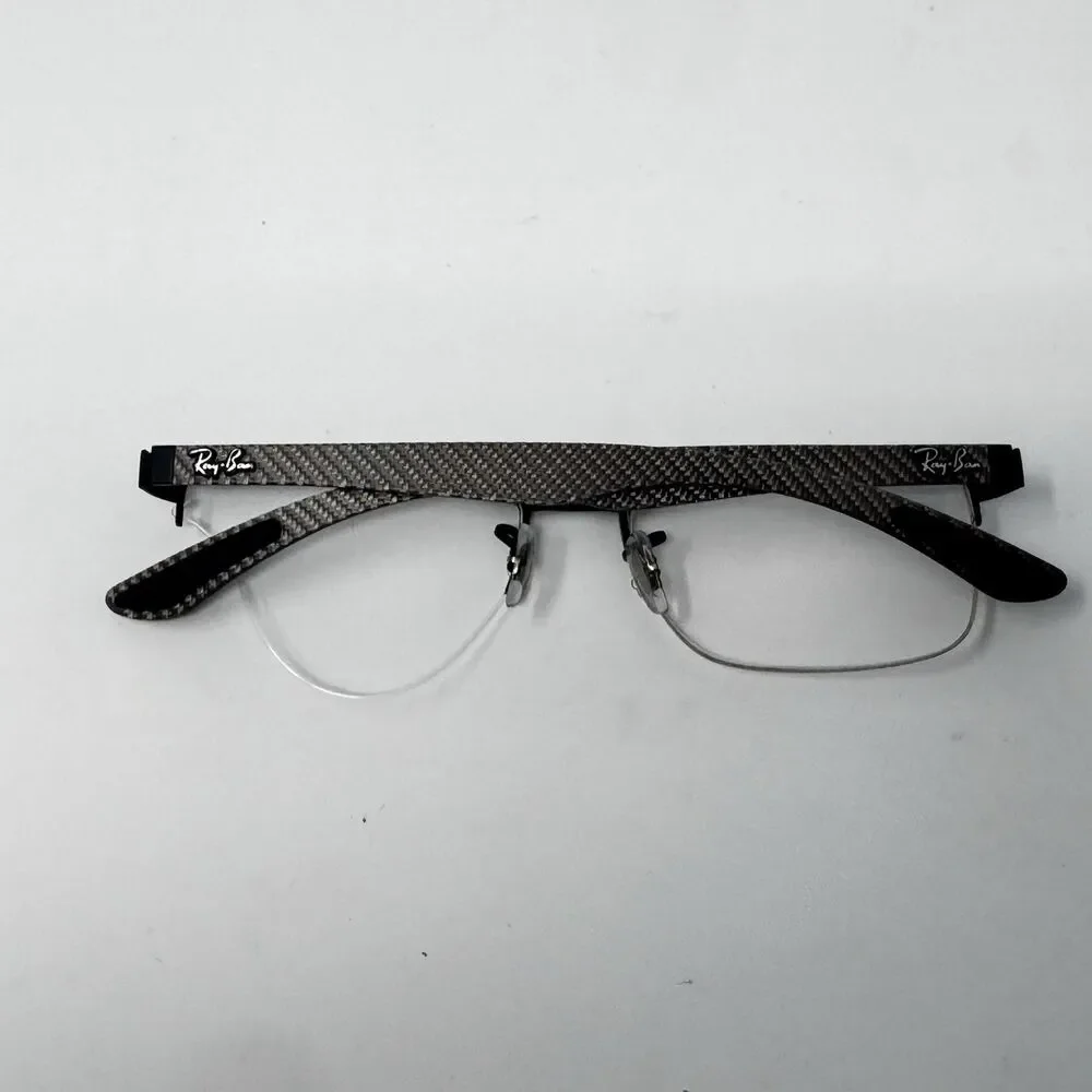 Ray-Ban RB8412 2503 Black Carbon Fiber Half Rim Eyeglass Frames 54-17-145